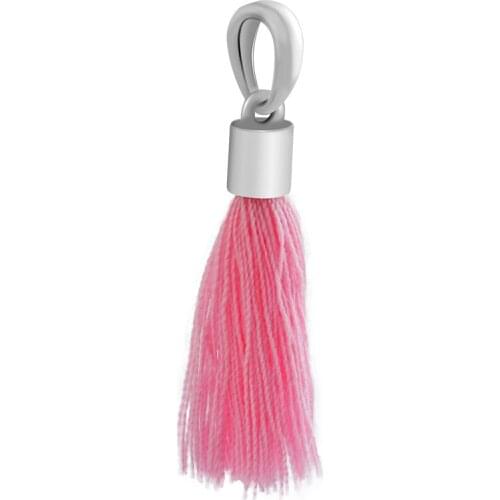 CKK Silver 925 Jewelry Fits Pandora Bracelets Bright Pink Fabric Tassel Dangle Charm Original Sterling Silver Beads