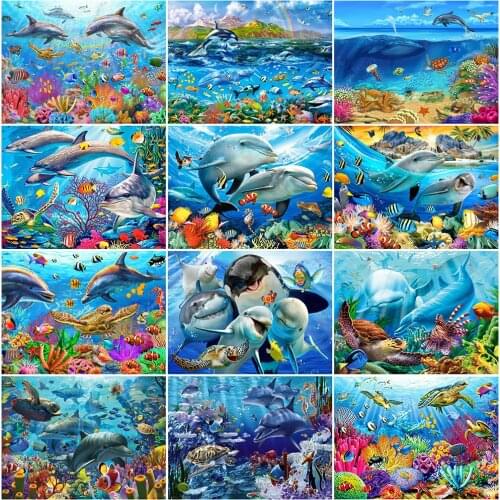 EverShine Diamond Embroidery Animal Full Square Diamond Painting Sea Turtle Picture Of Rhinestone Mosaic Cross Stitch Wall Decor