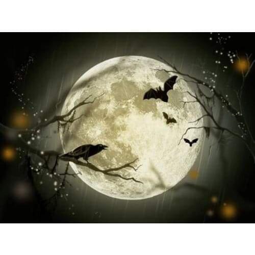 GLymg Embroidery Handicrafts 5D Rhinestones Embroidery Full Moon On Halloween Diy Diamond Embroidery Painting Wall Arts Decor