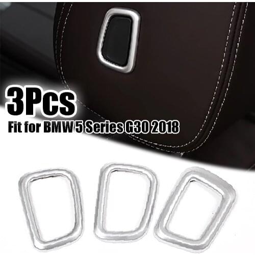 JEAZEA ABS Chrome 3Pcs/set Car Interior Seat Headrest Adjust Button Cover Trim Fit for BMW 5 Series G30 2018 Styling Decoration
