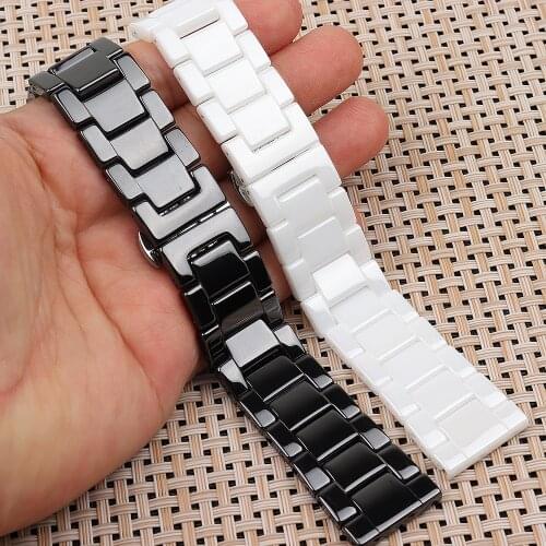 High Quality Ceramic Watchband Strap Bracelets 14 15 16 17 18 19 20 21 22mm Black White Watch Strap For men and women Wristwatch