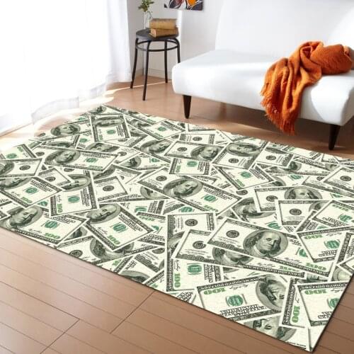 Money Dollar Pattern Carpet Bedroom Room Bedside Blanket Rug for Living Room Cloakroom Carpet Bedroom Decor