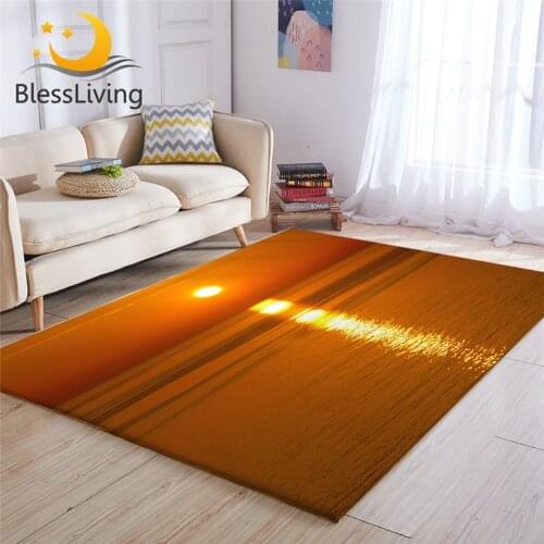 BlessLiving Sunset Carpet for Bedroom Spain Majorca View Floor Mat Natural Scenery Soft Area Rug Landscape Tapis Chambre 122x183