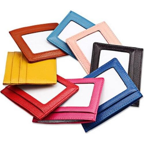 Simple Style Leather Bus Card Credit Card Holders Solid Color Portable Bag 3013