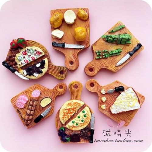 Creative Asparagus Tomato Potato Cheese Pizza Cutting Board Refrigerator Magnet 3D Fridge Magnet Sticker Kitchen Home Decoration