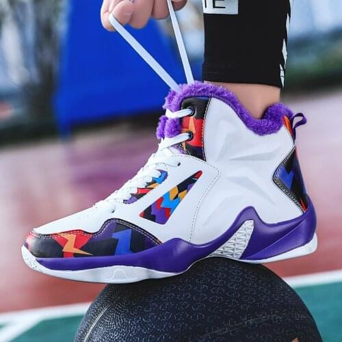 New Unisex Winter Warm Plush Basketball Trainers Men High Top Sneakers Women Ankle Boots Masculinity Chaussures Vulcanized Shoes