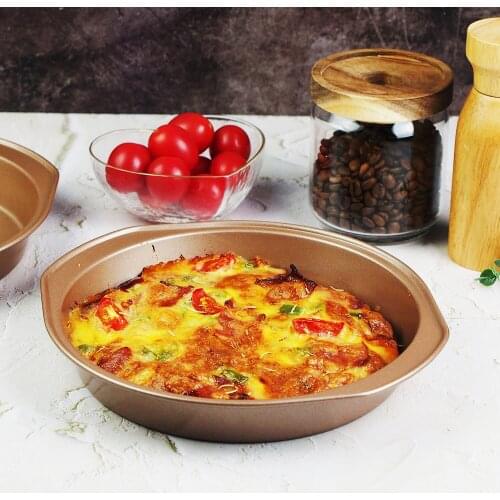 9INCH Circle Round Baking Tray Non-stick Stainless Steel Pizza Pan Cake Tools Golden Metal Cake Mold Pizza Mould Pancake Maker