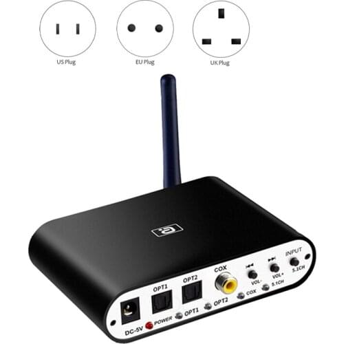 Top Deals DTS 5.1CH Audio Decoder Converter Bluetooth 5.0 Reciever DAC Wireless Audio Adapter Optical Coaxial DAC AC3