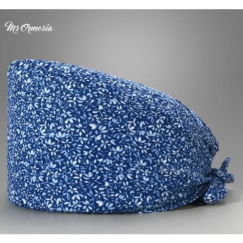 Hospital unisex soft cotton cartoon print clinical surgical cap pet clinic scrub hats beautician scrub caps women Dentist hats