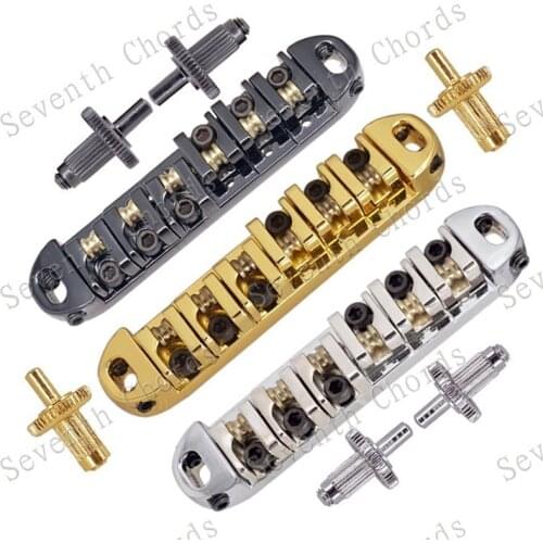 A Set of Roller Saddle Bridge For Electric Guitar accessories parts Chrome Black Gold for choose With Small Studs Anchor