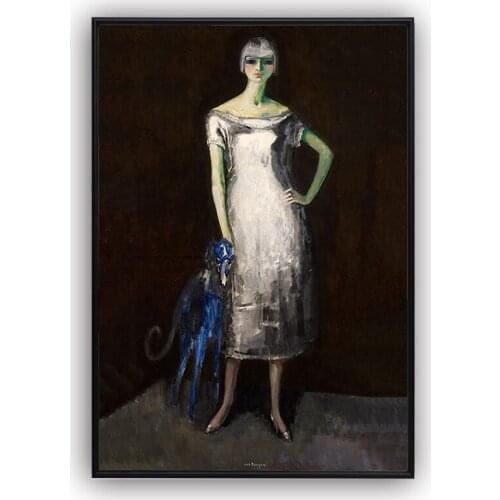 Le chien bleu Portrait de Mlle Dumarest Kees van Dongen Wall Art Canvas Painting Vintage Poster Home Decoration Canvas Painting