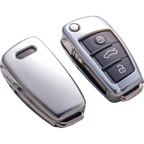 New TPU bright plating Soft silicone Key Cover Case For Audi Q3 A4L A6L Q5 Q7 A1 A3 car flip key cover 6 color accessories