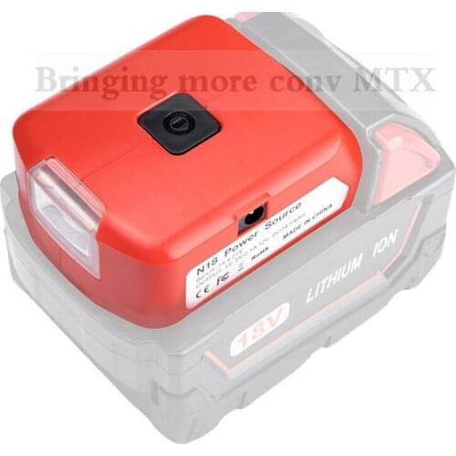 New adapter LED Light Working Lamp Flashlight Torch USB Mobile Phone Charger DC 12V Output For Milwaukee 18V Li-ion Battery M18