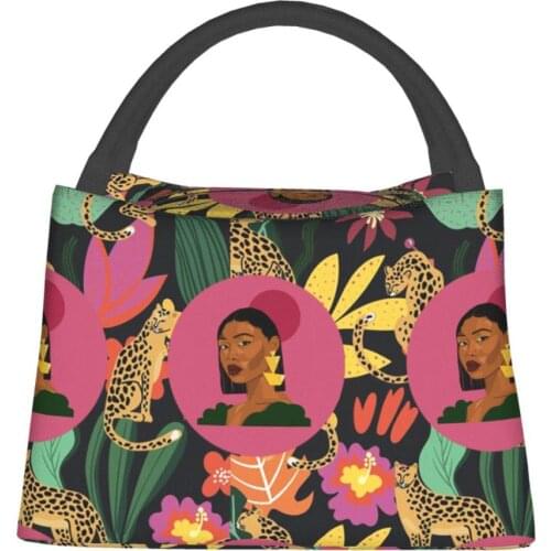 NOISYDESIGNS Vintage African Girls Printing Lunch Bag For Women Girl Thermal Insulated Lunch Box Tote Food Picnic Bag Customized
