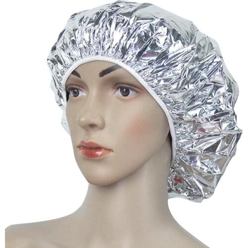 Disposable Shower Cap Heat Insulation Aluminum Foil Hat Elastic Bathing Cap For Women Hair Salon Bathroom