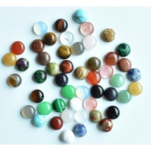 Wholesale 50pcs/lot fashion good quality assorted natural stone round cab cabochon beads for jewelry Accessories 8mm free
