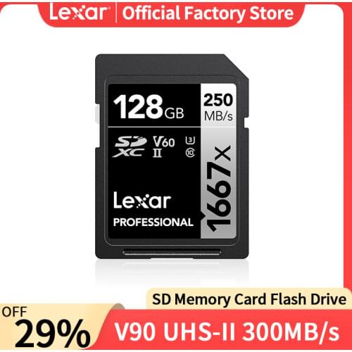 Lexar cartões de memória sd, cartões originais flash 1667x 250 mb/s 128gb de alta velocidade v60 64gb 256gb sdxc UHS-II cartão u
