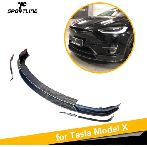 Carbon Fiber Front Bumper Lip Splitters Spoiler For Tesla MODEL X 2016 - 2018 Front Bumper Lip Spoiler