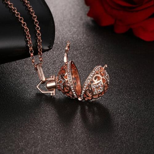 Piano Beads Container Necklaces For Women Pattern Hollow Inlaid Zircon Openable Neck Chain Jewelry Wholesale KAN064