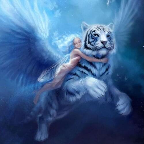Full Drill Square Diamond 5D DIY Diamond Painting"Angels and tigers"Diamond Embroidery Cross Stitch Rhinestone Mosaic Painting