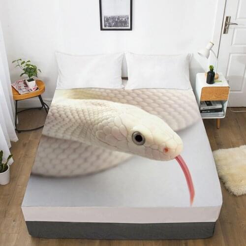 Elastic fitted sheet bed sheet With An Elastic Band 150x200/180/200/160x200 Mattress Cover Bed cover 1pc Snake white