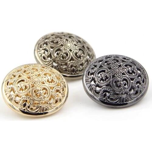 10PCS Clothes Button Retro Hollow Sewing Button Shank Round Shaped Metal Button Set for Men Women Blazer Coat Uniform Shirt Suit