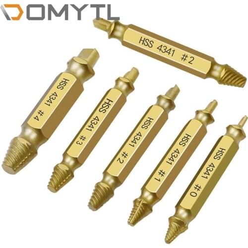 S2 Extractor 6pcs High Speed Steel Metric Titanium-plated Double-head Screw Sliding Teeth Remove Broken Wire Repair Tool Set