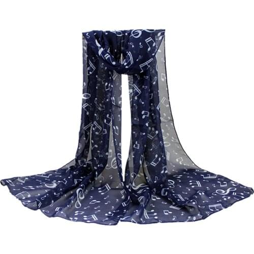 Musical Note Chiffon Long Satin Silk Scarf Summer Ladies Scarf Shawl Top Grade Brand Scarves Simple Plain Chiffon Head Scarf