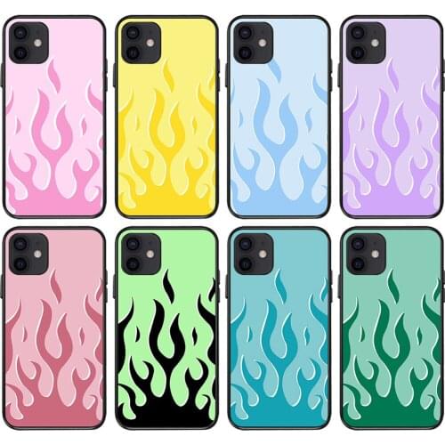 Creative Simple Color Flame Pattern Mobile Phone Case for IPhone 11 12pro 12mini Soft Shell for IPhone 7 8 XR Mobile Phone Case