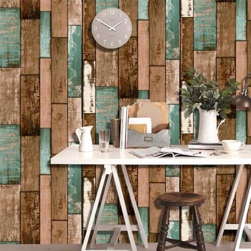 Vinyl Wood Grain Wallpaper Roll For Coffee Shop & Bar & Retro Self Adhesive Restaurant Living Room Decor Waterproof Wall Paper