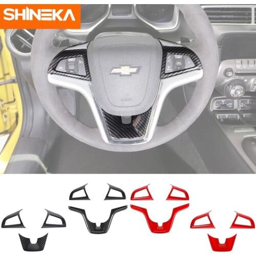 SHINEKA Interior Mouldings For Chevrolet Camaro ABS Car Steering Wheel Decoration Cover Stickers For Chevrolet Camaro 2012-2015