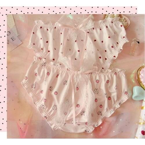 Japanese sweet and lovely Lolita girl with lace, bowknot, milk, rabbit love, low waist underwear GZ-K10