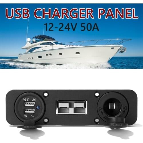 50A Anderson Socket Dual USB Charger 12V Power Outlet Panel for Marine Caravan Mobile Phone Adapter Car Charger