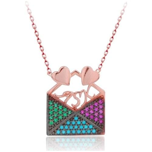 Hot Sale Love Trendy 925 Silver Turkish Jewelry Zircon Fashion Letter Necklace For Women Valentines Day Luxury Designer