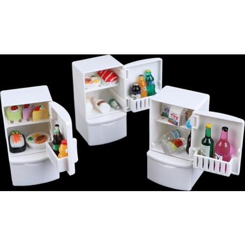 1/12 Dollhouse Miniature Kitchen White Wooden Fridge Refrigerator Freezer for Dolls Bedroom Living Room Accs Kids Toy