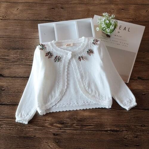 1-8yrs Cotton Girls Cardigan Sweater Kids Jacket Cute Sweet Shool Kids Outerwear 2 3 4 5 6 7 8 Years Old Children Clothes 205040