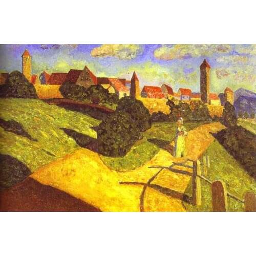 Free DHL or FeDex Shipping, 100% handmade oil painting reproduction on linen canvas with Museum quality,Old Town II 1902