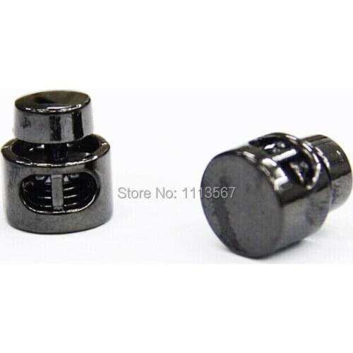 100 pieces Black Gun Metal Barrel Round Stopper Toggle Cord Locks Drawstrings Buttons for Craft NK49