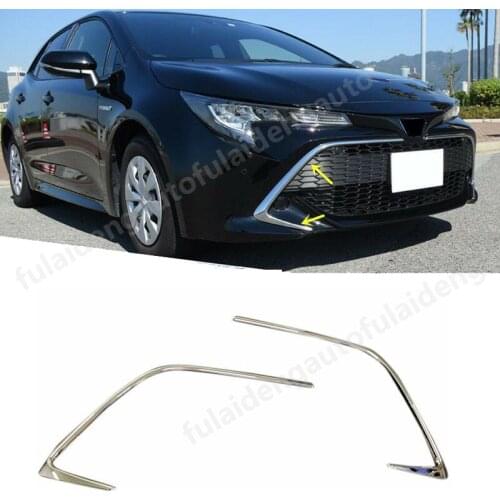 2pcs For Toyota Corolla Hatchback 2019-2021 ABS Chrome Front Center Grille Mesh Cover Trim Car Styling Accessories