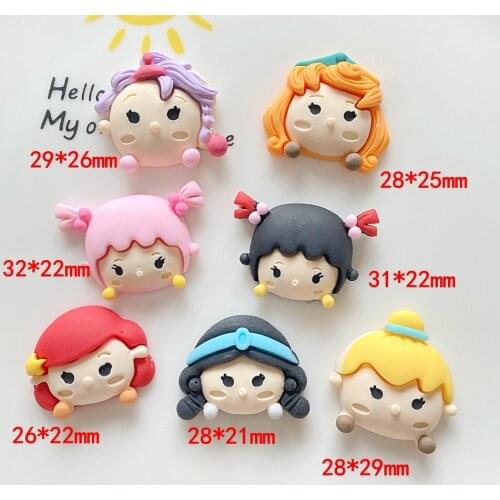 20Pcs Kawaii Cartoon Flatback Resin Cabochon Girl Head for Hair Bows Jewelry Accessories DIY Scrapbooking Decoration Craft
