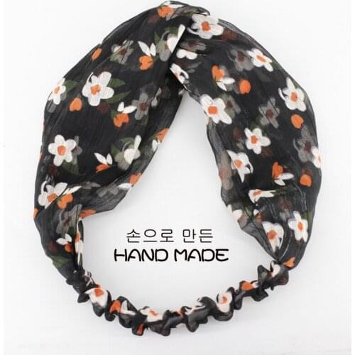 2020 Vintage Fashion Flower Print Headband Women Elastic Hair Bands Gilrs Hair Accessories Cross Headwear opaska do wlosow