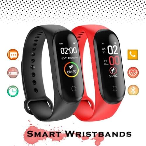 2021 New Global Version M4 Band Mart Bracelet Color Display Heart Rate Fitness Tracker Waterproof Bluetooth Wearable Wristbands