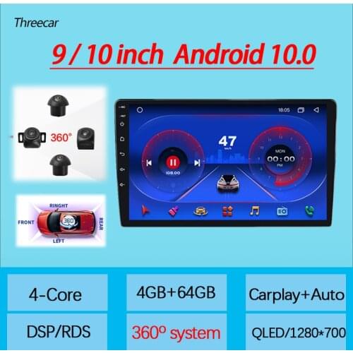 2021 New Android 10.0 DSP IPS Car Multimedia for Universal Autoradio 4G RAM 64G ROM with HD 360 Bird View Panorama GPS BT wifi