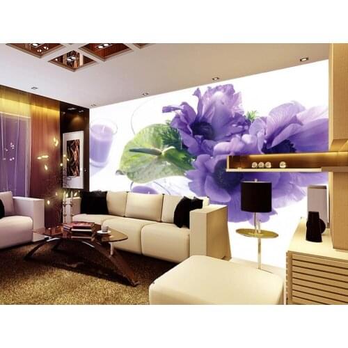 Custom 3d wallpaper Purple flower candlestick cup background wall living 3d wallpaper 3d customized wallpaper