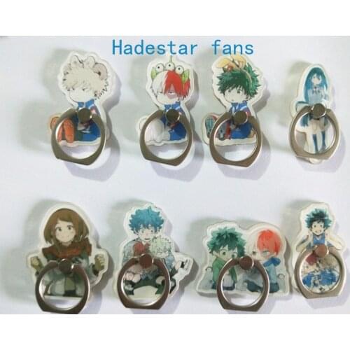 8 Pcs/lot Anime My Hero Academia Finger Ring Mobile Phone Stand phone Holder Acrylic Ring Stent Toy gift