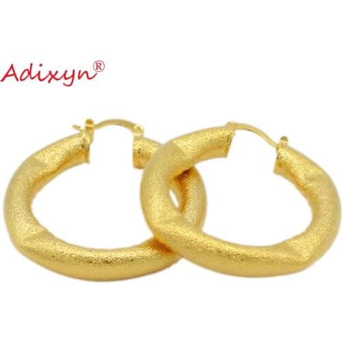Adixyn Irregularity Round Hoop Earring Jewelry Gold Color Earrings For Women Ethiopian Middle East Christmas Gifts N12052