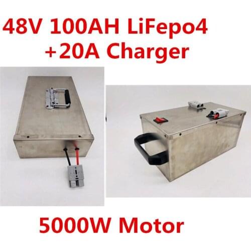 2pcs/Lot 48V 100Ah with 100A BMS Lifepo4 Battery for RV EV E Motor 5000w Boat Motor Power Solar Storage Energy Stainless Case