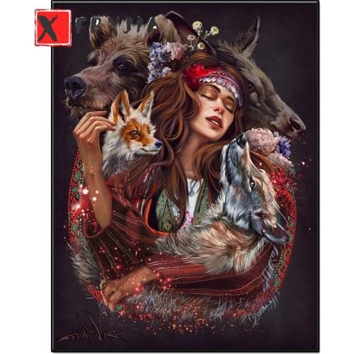 DIY diamond embroidery Indian women and animals full square round diamond painting cross stitch kit mosaic stickers home decor