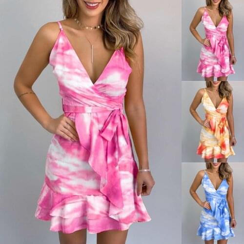 @ Womens Sexy Bodycon Dress Sleeveless Tie-dye Ruched Asymmetric Dress Slim Summer Sexy Dress Off Shoulder Dresses Ropa Mujer