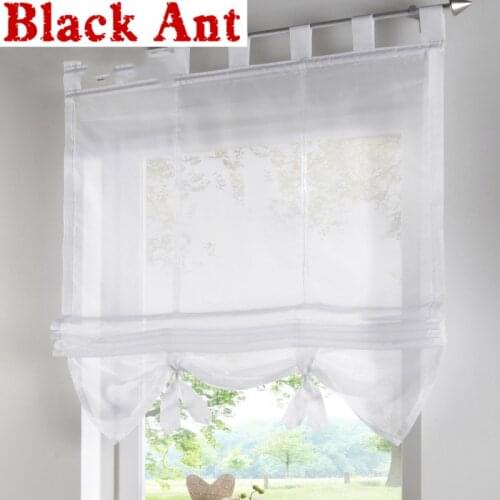 White Short Curtain Blue Solid Sheer Voile Window Kitchen Curtain Modern Living Room Cafe Rustic Curtains Cortinas DL007 #30